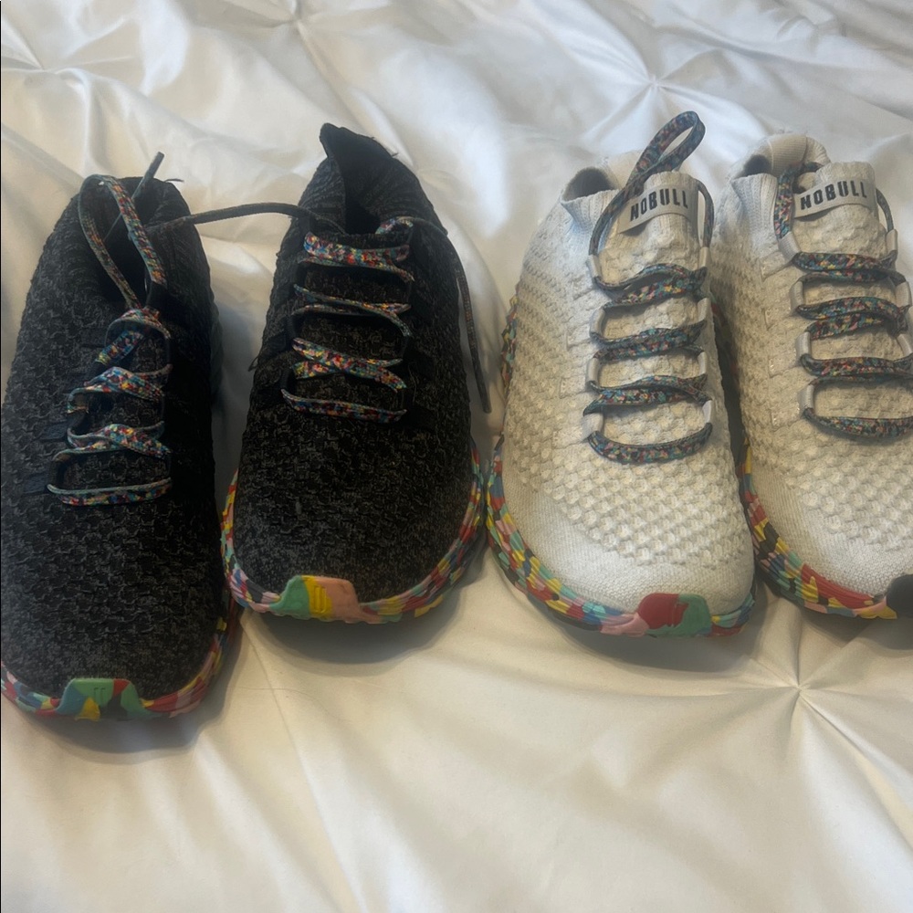 NOBULL Athletic Shoes - Black and White with Multicolor Soles